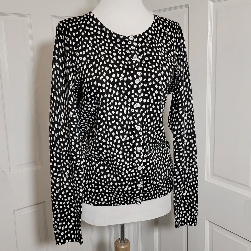 NWT Talbots Black and White Print Cardigan Size Medium